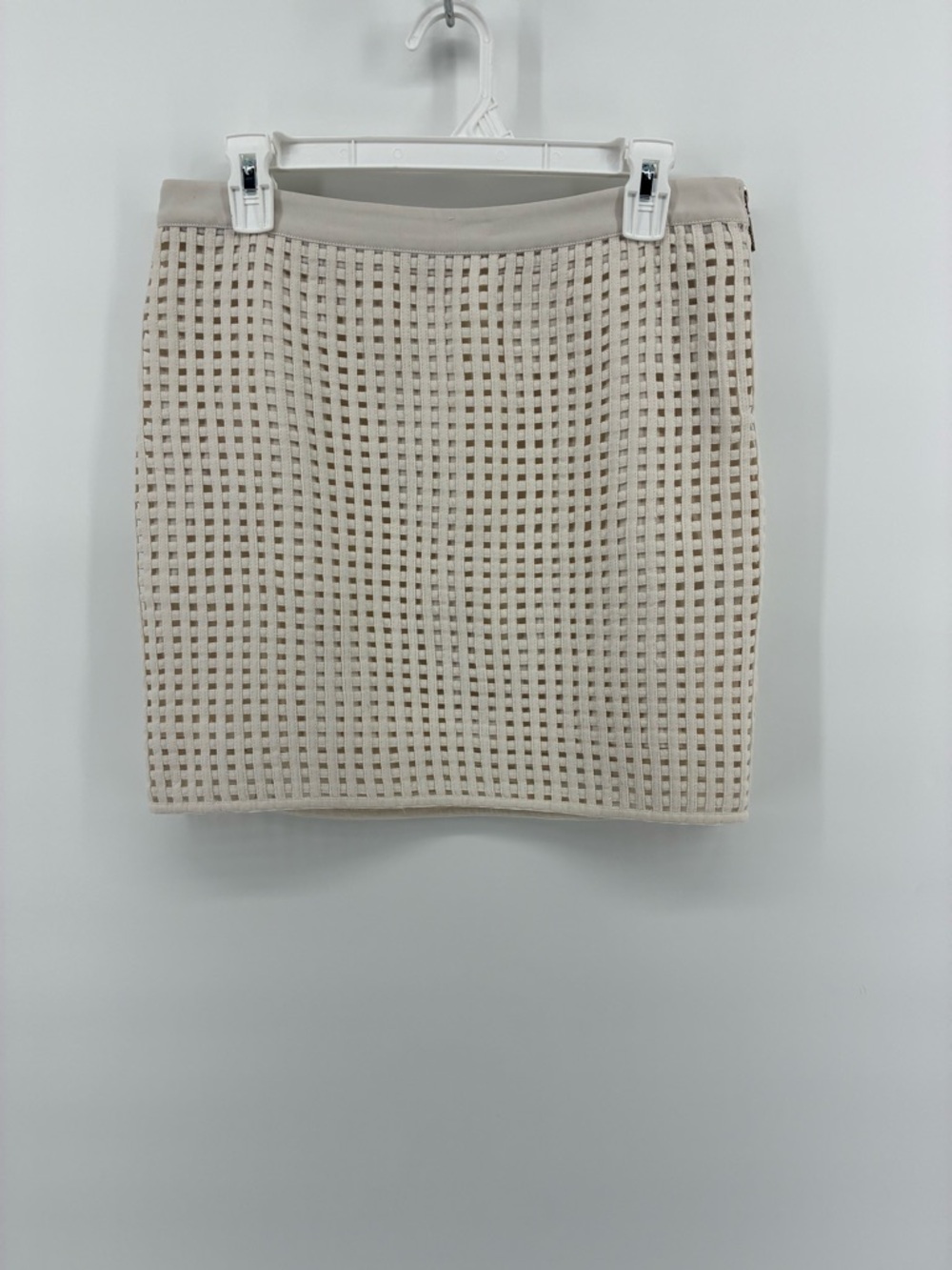 Gat Rimon Cut Out Elegant White Textured Women's Skirt